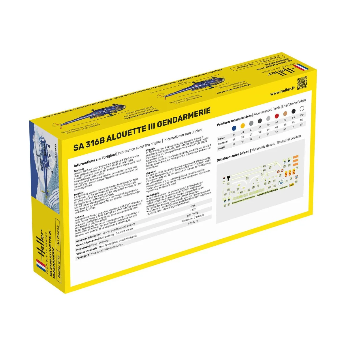SA 316 Alouette III Gendarmerie, 1/72 - Heller 80286
