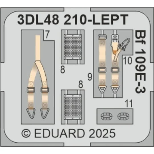 Bf 109E-3 SPACE HOBBY BOSS, 1/48 - Eduard Accessories 3DL48210