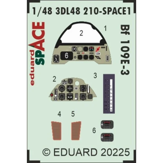 Bf 109E-3 SPACE HOBBY BOSS, 1/48 - Eduard Accessories 3DL48210