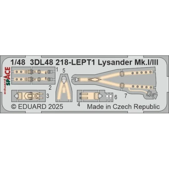 Lysander Mk.I/III SPACE AIRFIX, 1/48 - Eduard Accessories 3DL48218