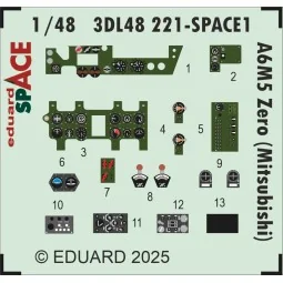 A6M5 Zero (Mitsubishi) SPACE FINE MOLDS, 1/48 - Eduard Accessories ... 2