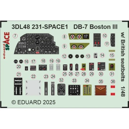 DB-7 Boston III w/ British seatbelts SPACE HKM, 1/48 - Eduard Acces...