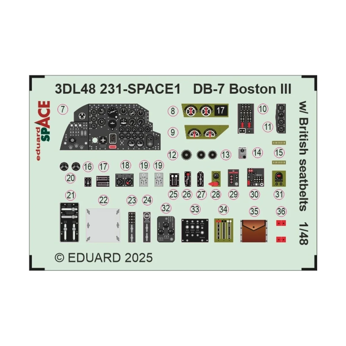 DB-7 Boston III w/ British seatbelts SPACE HKM, 1/48 - Eduard Acces...