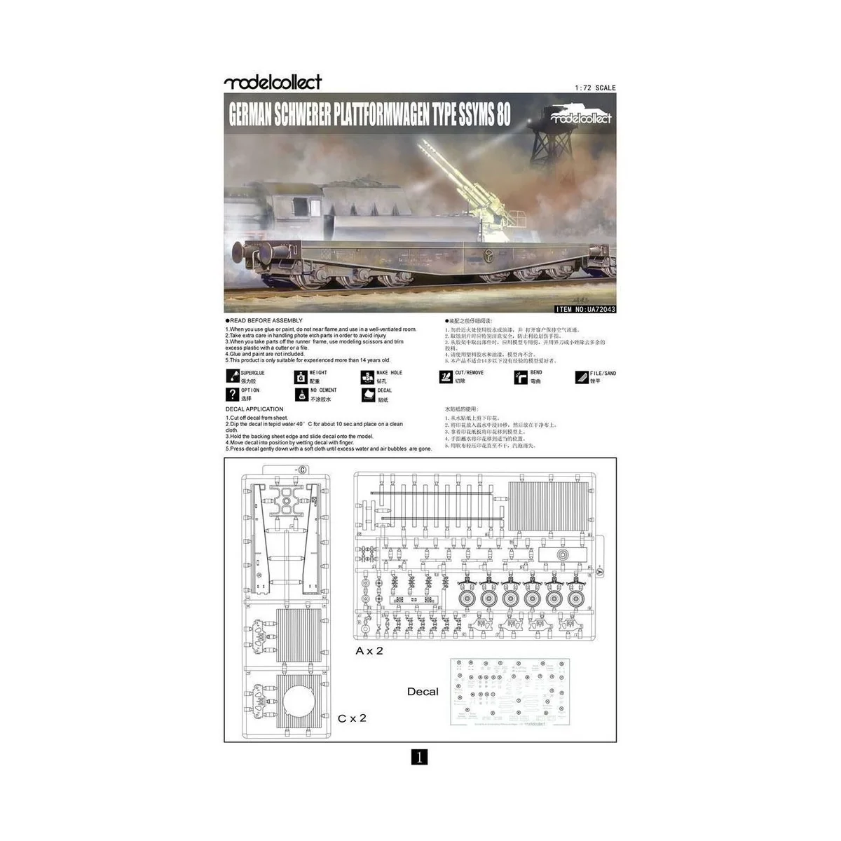 Germany Schwere Plattformwagen type ssyms 80, 1/72 - Modelcollect U...