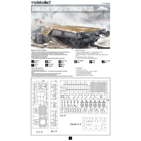 German Railway Schwerer Plattformwagen Type ssys 1+1 pack, 1/72 - M...