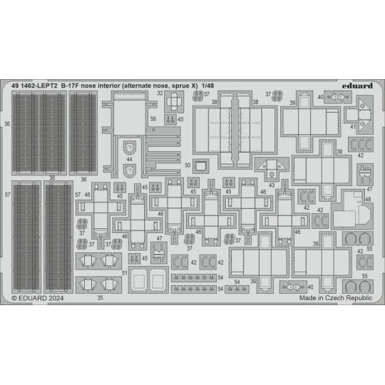 B-17F nose interior (alternate nose, sprue X), 1/48 - Eduard Access...