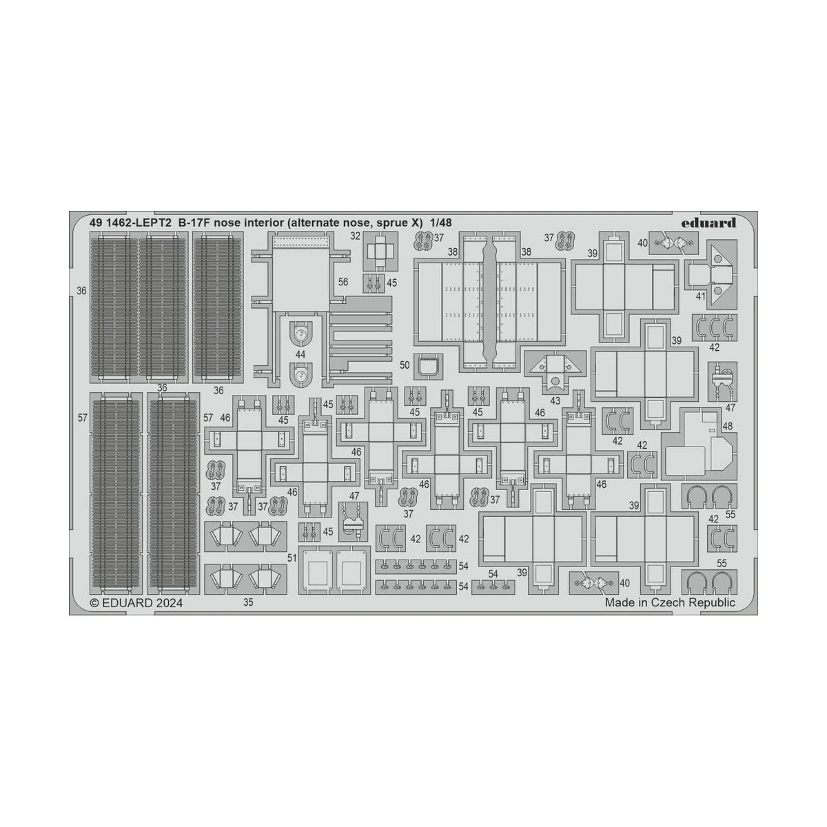 B-17F nose interior (alternate nose, sprue X), 1/48 - Eduard Access...