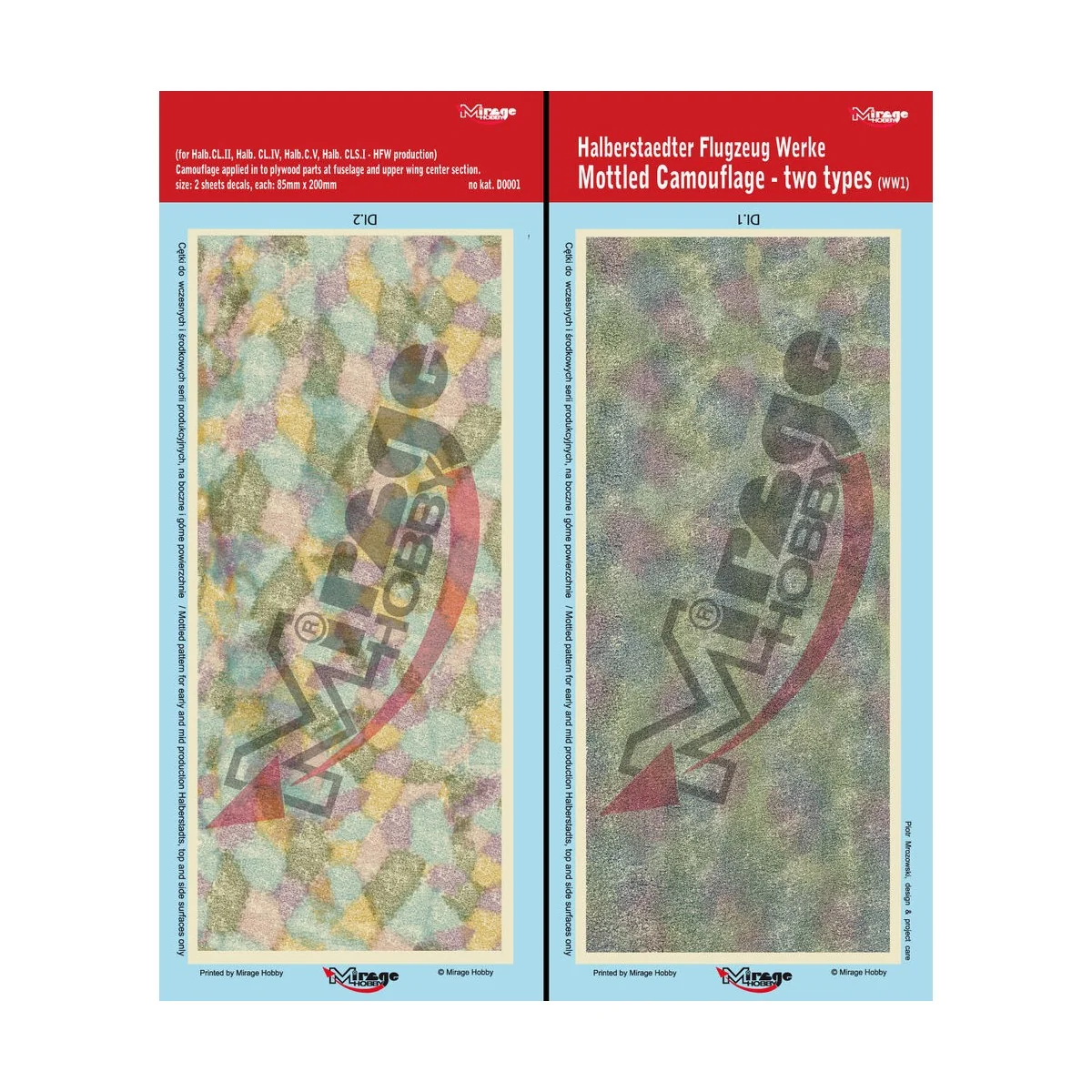 Halberstadt Mottled Camouflage two types (WW1) - Mirage Hobby D0001