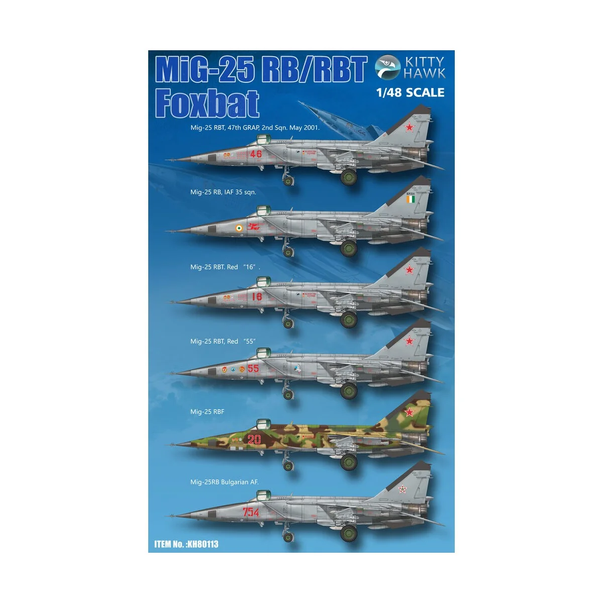 MIG-25 RB/RBT Foxbat, 1/48 - Kitty Hawk KH80113