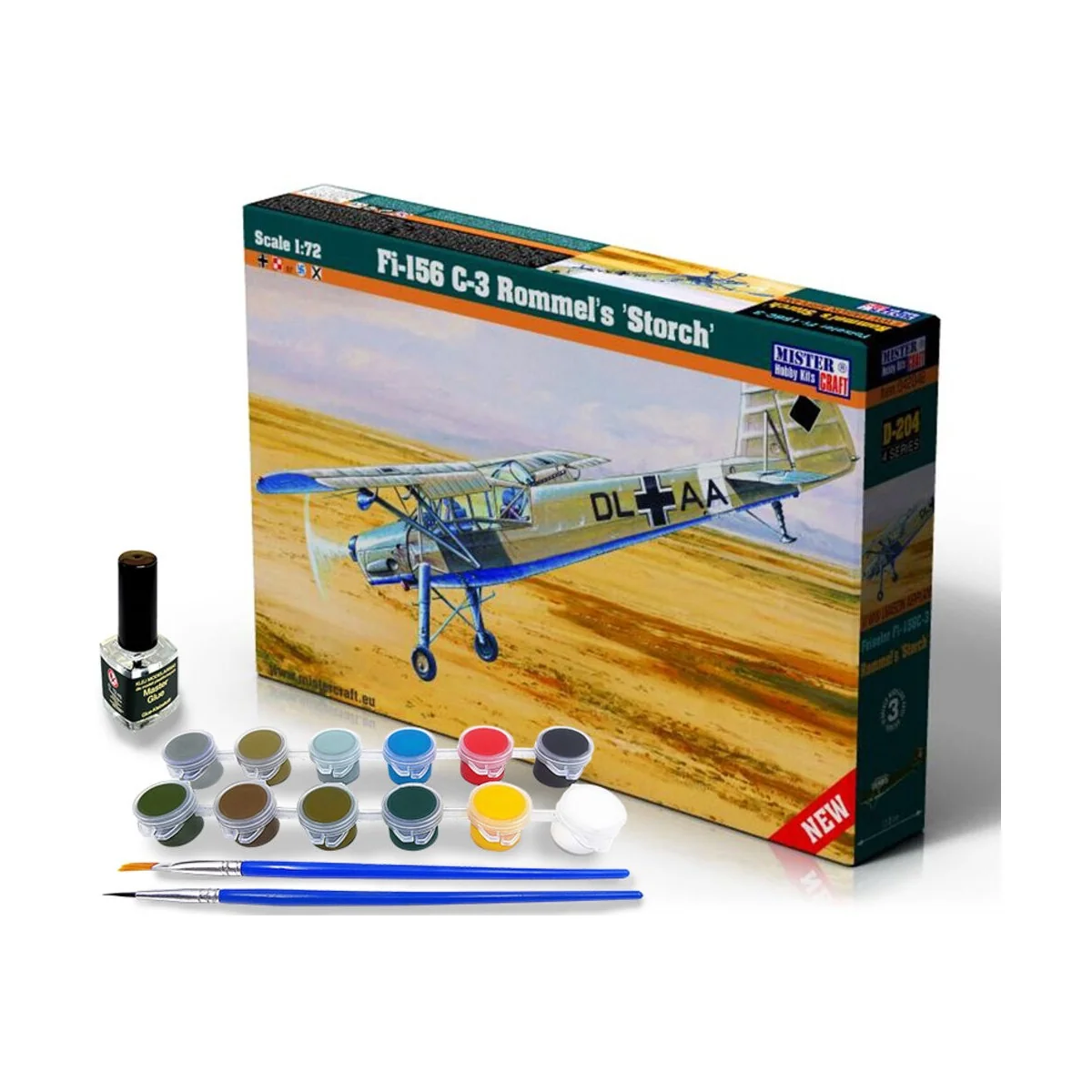Fi-156 C-3 Rommels Storch START SET, 1/72 - Mistercraft SD-204