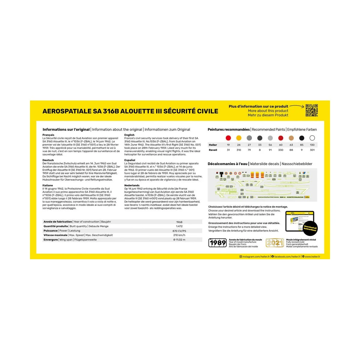 Alouette III Sécurité Civile, 1/72 - Heller 80289 Alouette III Sécurité Civile, 1/72 - Heller 80289