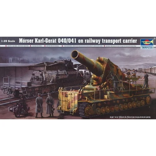 Mörser Karl Gerät 040/041 auf Eisenbahn-Transport-Trailer, 1/35 - T...