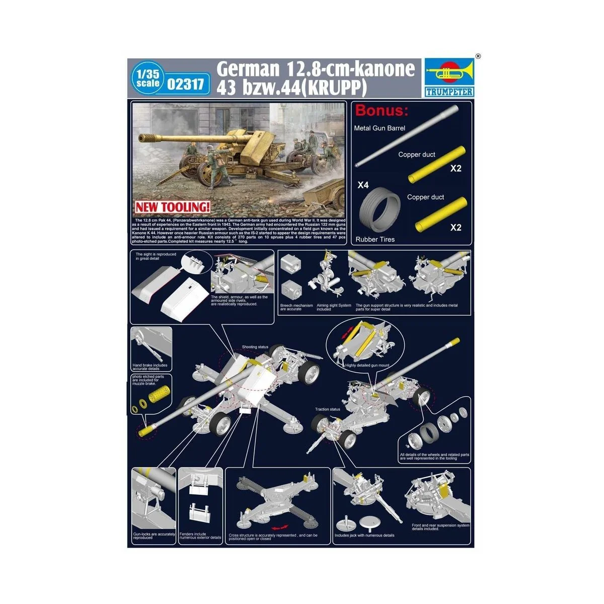 German 128mm Pak44 (Krupp), 1/35 - Trumpeter 02317