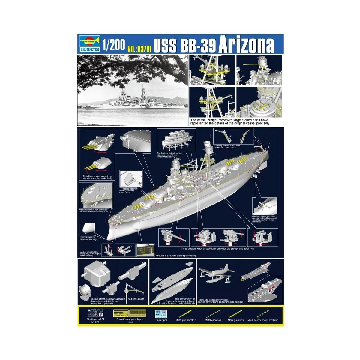 USS Arizona BB-39, 1/200 - Trumpeter 03701