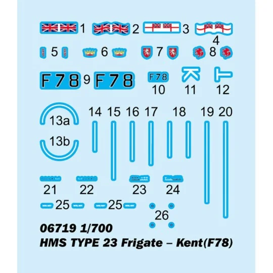 HMS TYPE 23 Frigate Kent(F78), 1/700 - Trumpeter 06719