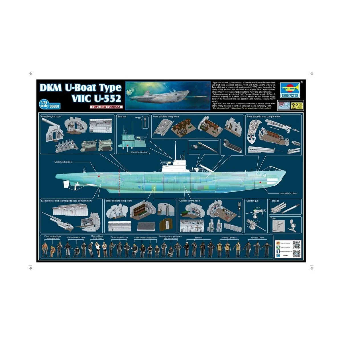 DKM U-Boot Type VIIC U-552, 1/48 - Trumpeter 06801