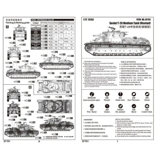 Soviet T-28 Medium Tank (Riveted), 1/72 - Trumpeter 07151