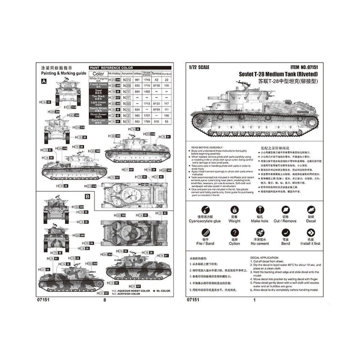 Soviet T-28 Medium Tank (Riveted), 1/72 - Trumpeter 07151