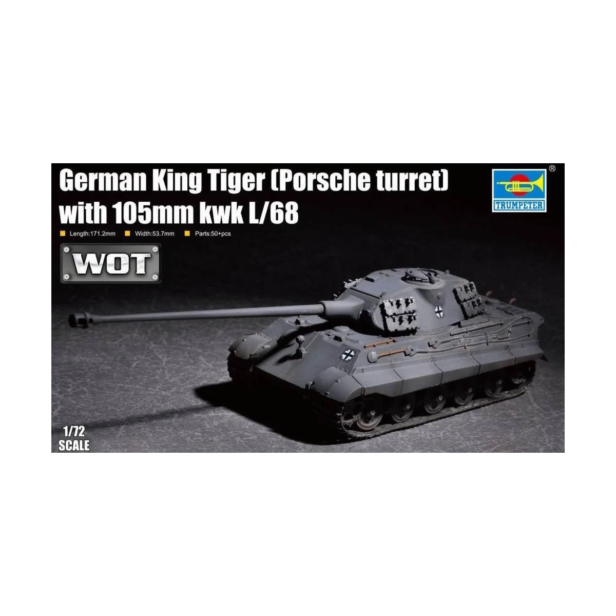 German King Tiger(Porsche turret)w.105mm kWh L/68, 1/72 - Trumpeter...