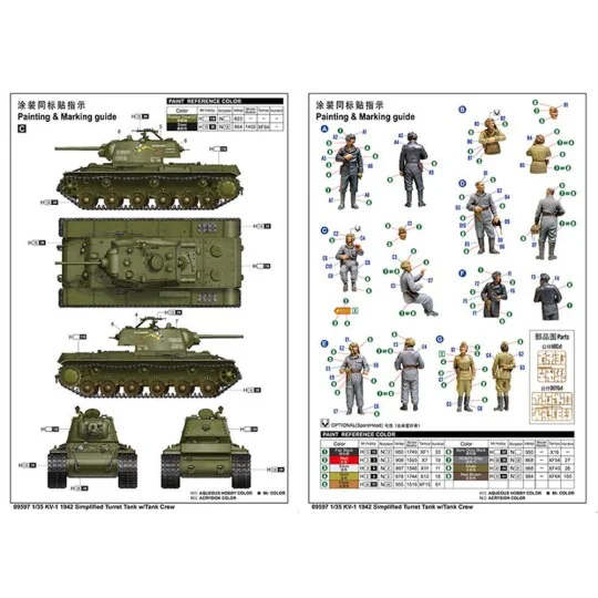 KV-1 1942 Simplified Turret Tank w/Tank Crew, 1/35 - Trumpeter 09597