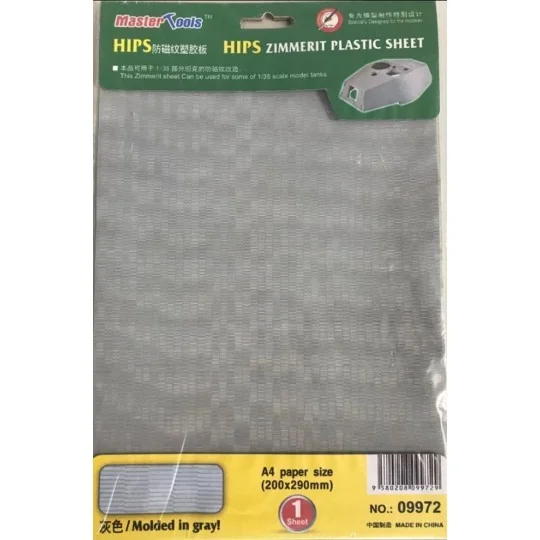 HIPS Zimmerit Plastic Sheet, Molded in gray, 1/35 - Master Tools 09972
