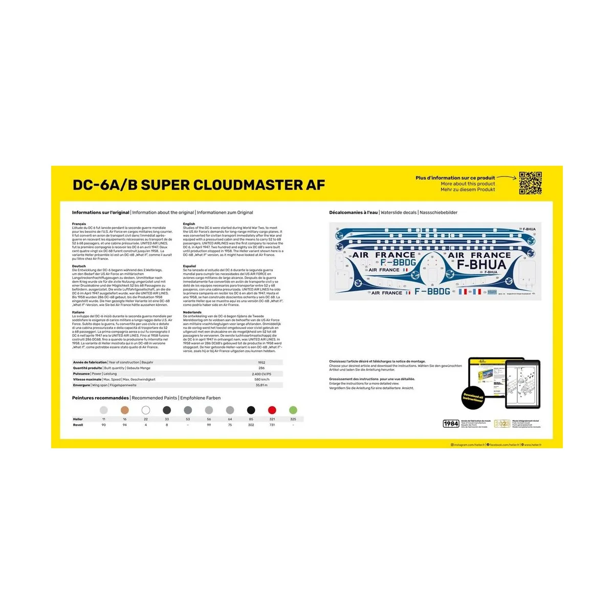 DC6 Super Cloudmaster AF, 1/72 - Heller 80315 DC6 Super Cloudmaster AF, 1/72 - Heller 80315