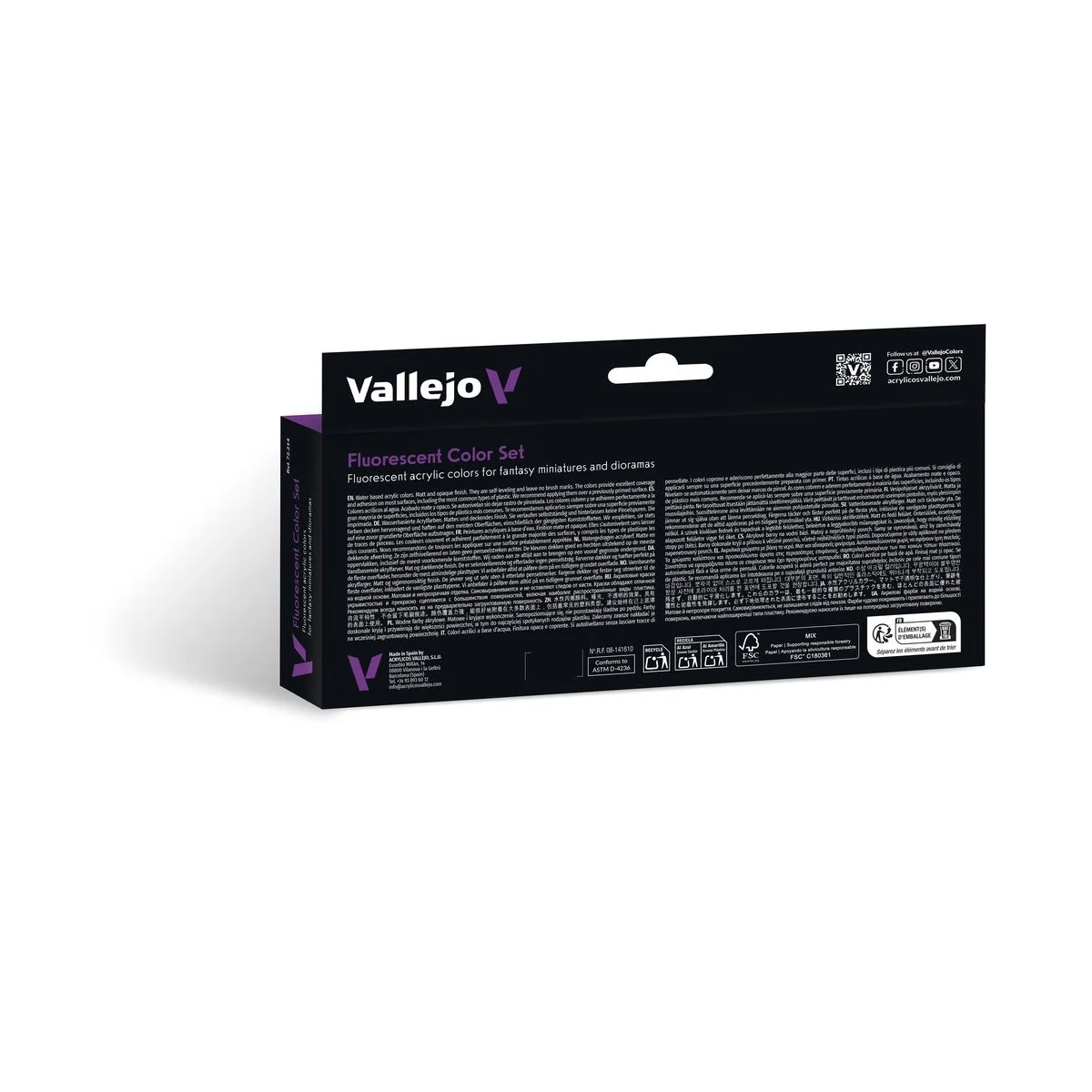 Fluorescent Color Set 18 ml - Vallejo 72214