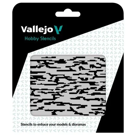 Vallejo Stencils: Pixelated Modern Camo 125 x 125 mm - Vallejo ST-C...