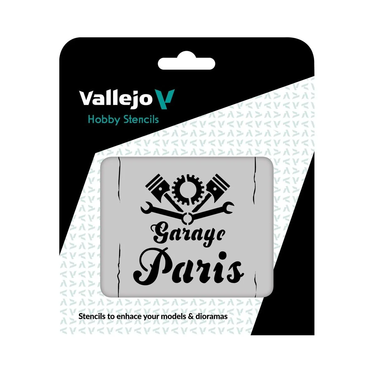 Vallejo Stencils: Vintage Garage Sign 125 x 125 mm - Vallejo ST-LET001
