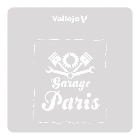 Vallejo Stencils: Vintage Garage Sign 125 x 125 mm - Vallejo ST-LET001