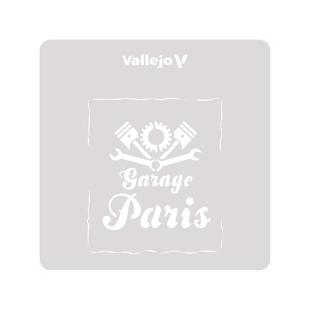 Vallejo Stencils: Vintage Garage Sign 125 x 125 mm - Vallejo ST-LET001