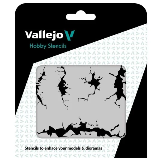 Vallejo Stencils: Cracked Wall 125 x 125 mm - Vallejo ST-TX001