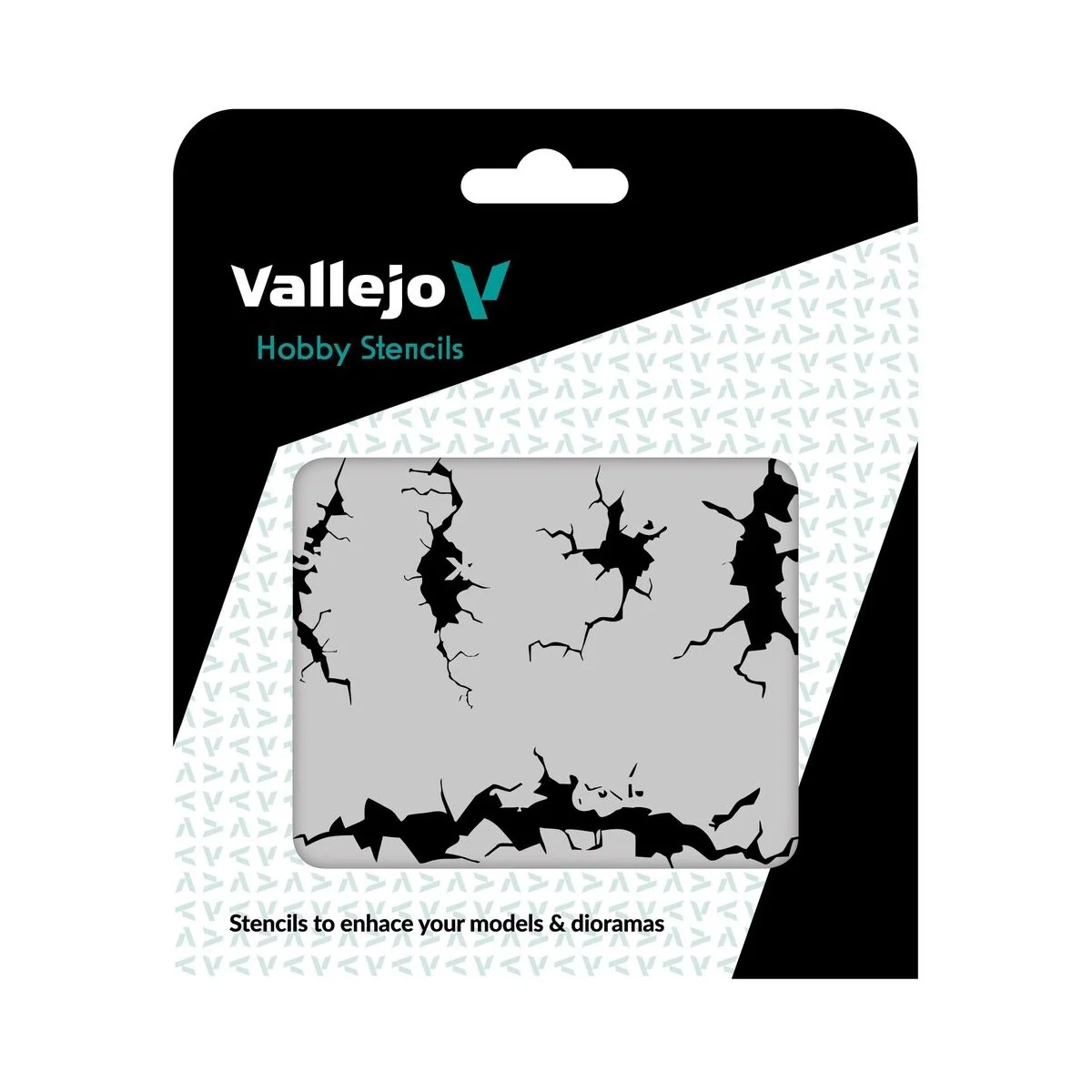 Vallejo Stencils: Cracked Wall 125 x 125 mm - Vallejo ST-TX001