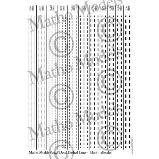 Decal Dashed Lines - black - Matho Models 80048