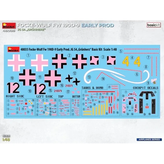 Focke-Wulf Fw 190D-9 Early Prod. JG 54 Grünherz Basic Kit., 1/48 - ...
