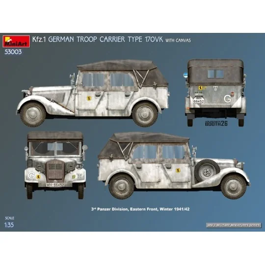 Kfz.1 German Troop Carrier Type 170VK w/Canvas, 1/35 - MiniArt 53003