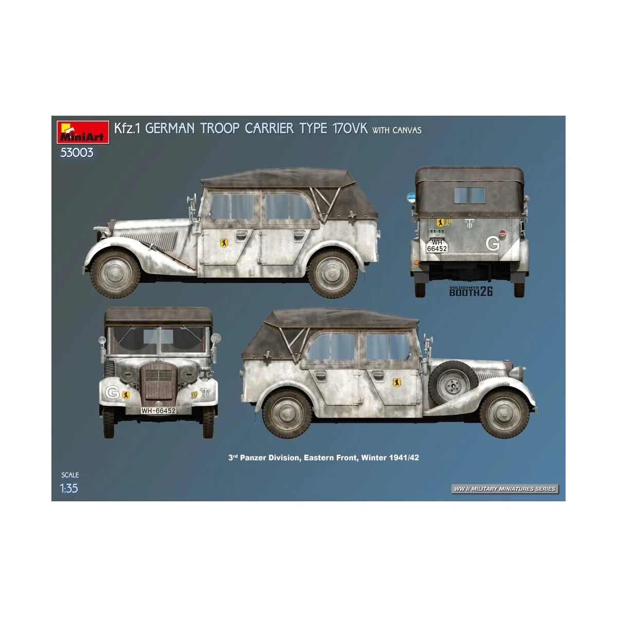 Kfz.1 German Troop Carrier Type 170VK w/Canvas, 1/35 - MiniArt 53003