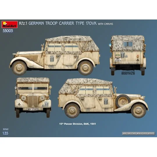 Kfz.1 German Troop Carrier Type 170VK w/Canvas, 1/35 - MiniArt 53003