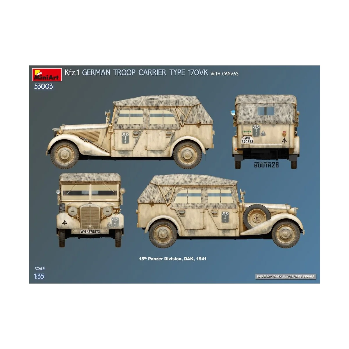 Kfz.1 German Troop Carrier Type 170VK w/Canvas, 1/35 - MiniArt 53003
