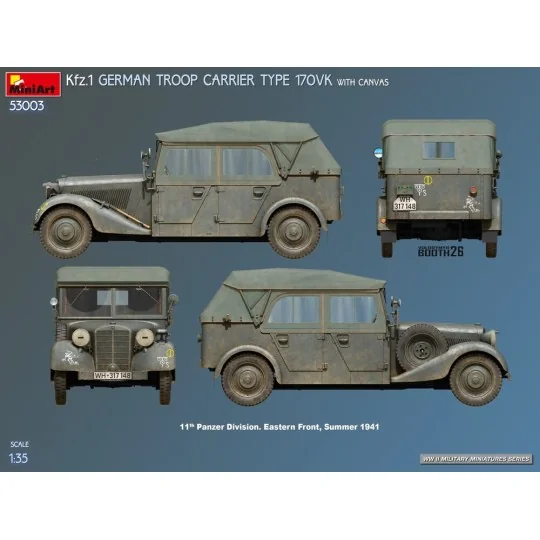 Kfz.1 German Troop Carrier Type 170VK w/Canvas, 1/35 - MiniArt 53003