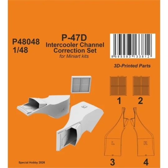 P-47D Intercooler Channel Correction Set for Miniart, 1/48 - CMK 12...