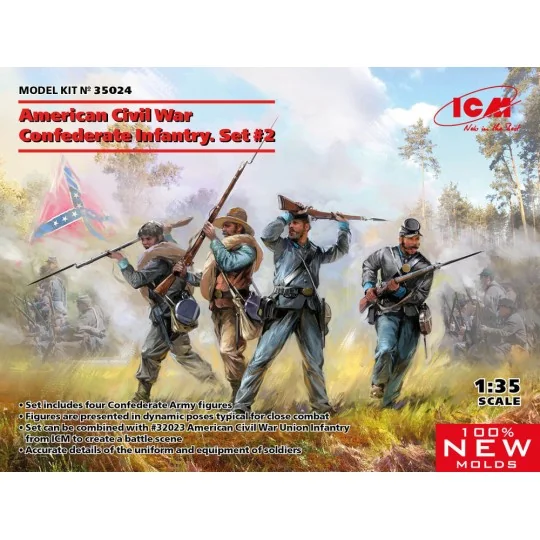 American Civil War Confederate Infantry.Set 2 (100% new molds), 1/3...