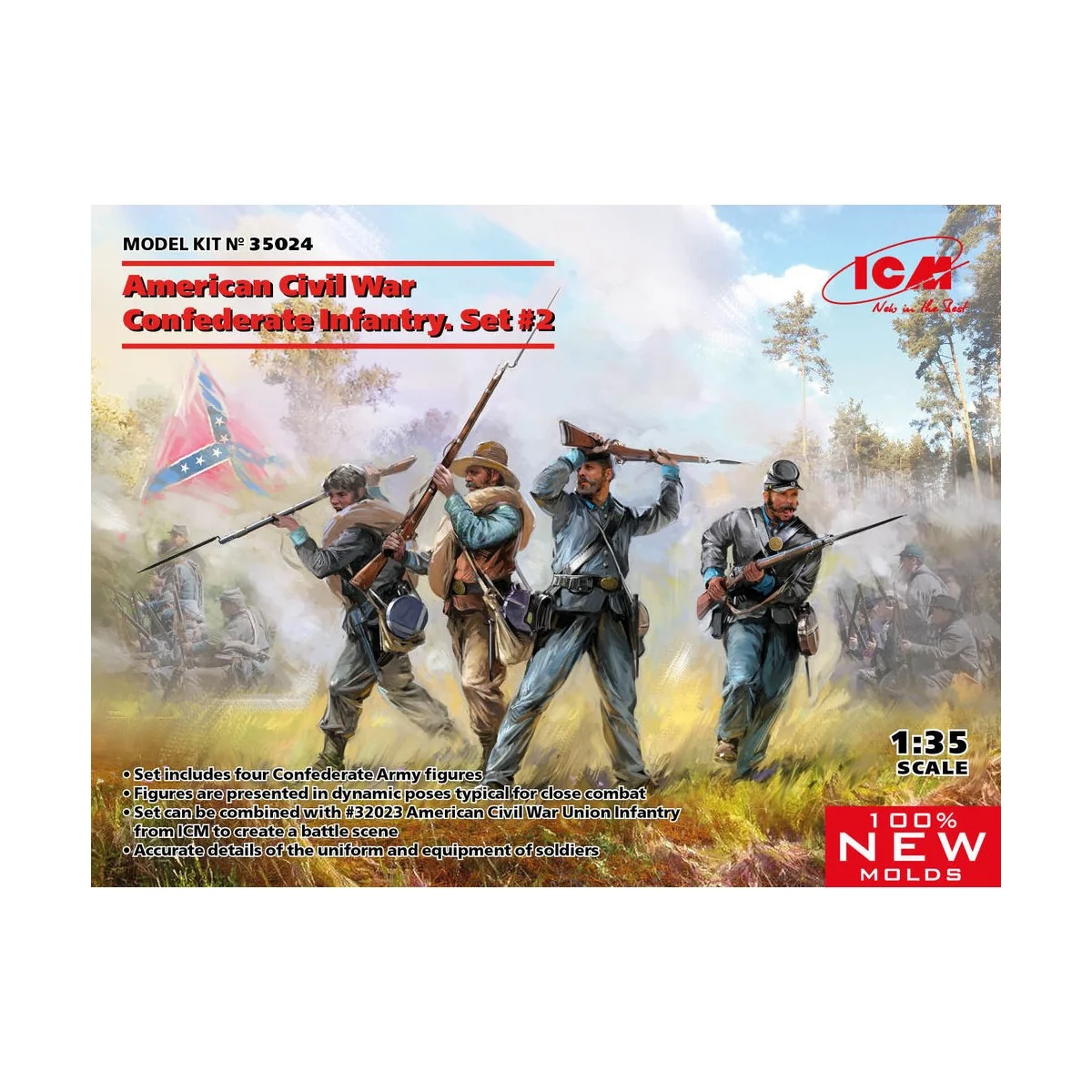 American Civil War Confederate Infantry.Set 2 (100% new molds), 1/3...
