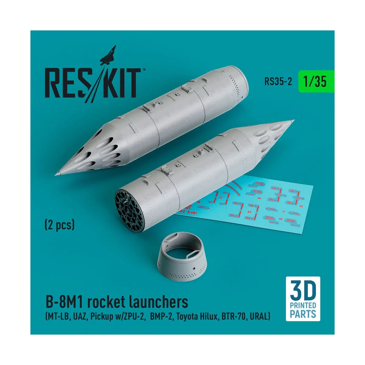 B-8M1 rocket launchers (2 pcs) (MT-LB, UAZ, Pickup w/ZPU-2, BMP-2, ...