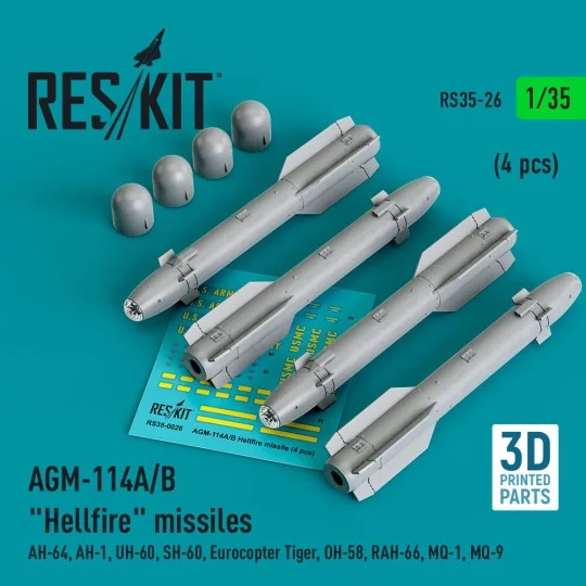 AGM-114A/B Hellfire missiles (4 pcs) (AH-64, AH-1, UH-60, SH-60, Eu...