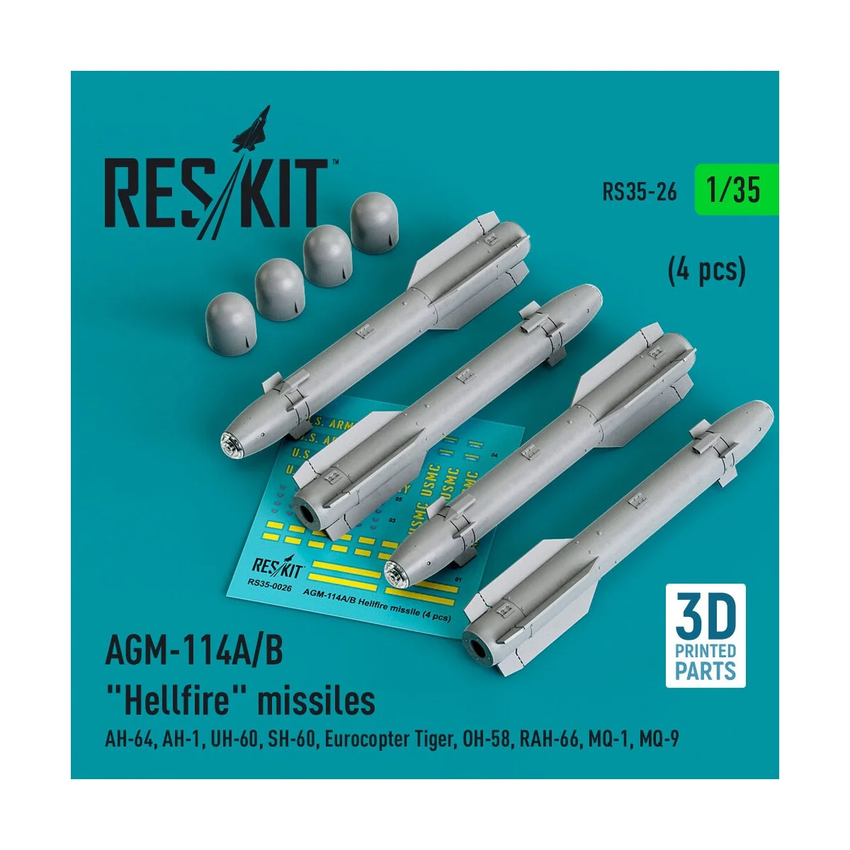 AGM-114A/B Hellfire missiles (4 pcs) (AH-64, AH-1, UH-60, SH-60, Eu...