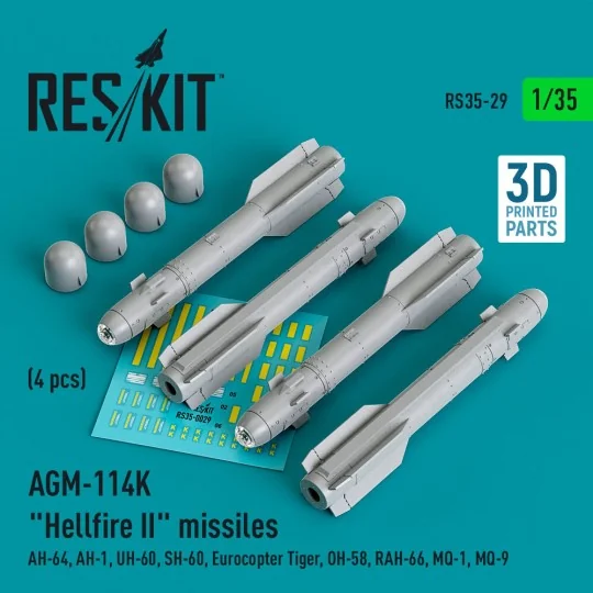 AGM-114K Hellfire II missiles (4 pcs) (AH-64, AH-1, UH-60, SH-60, E... AGM-114K Hellfire II missiles (4 pcs) (AH-64, AH-1, UH-60, SH-60, E...
