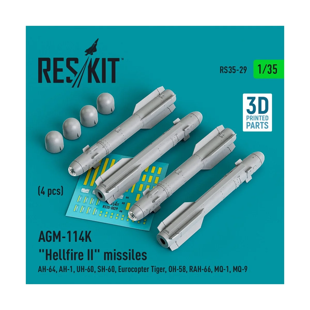 AGM-114K Hellfire II missiles (4 pcs) (AH-64, AH-1, UH-60, SH-60, E...