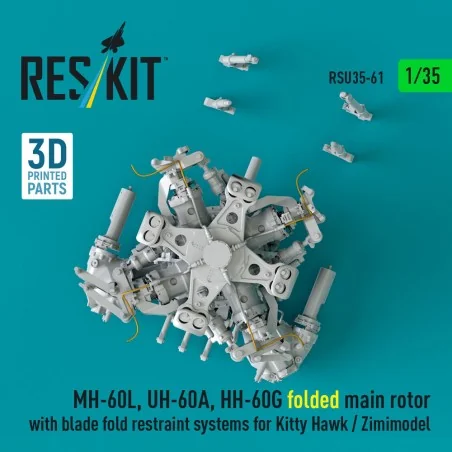 MH-60L, UH-60A, HH-60G folded main rotor with blade fold restraint ...