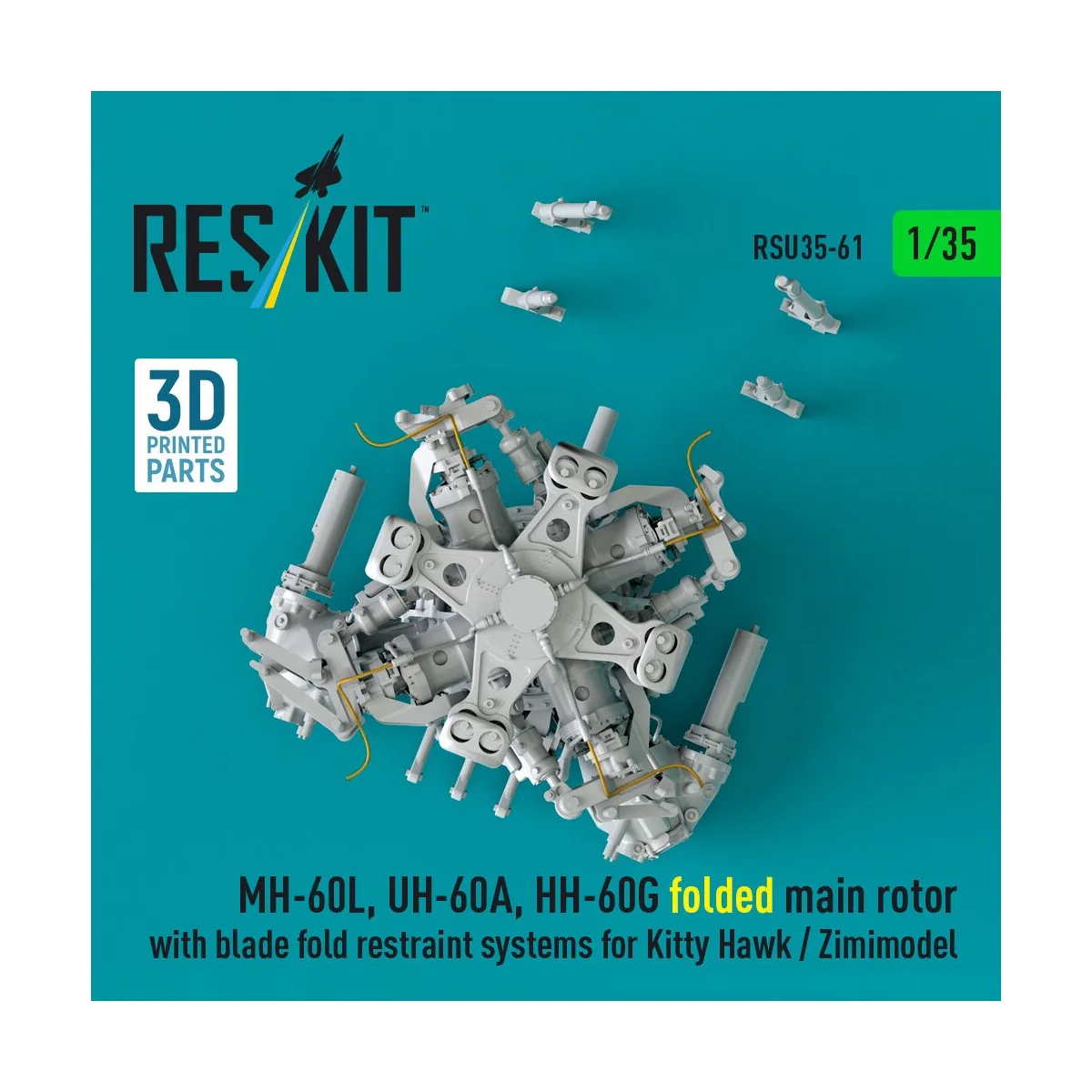 MH-60L, UH-60A, HH-60G folded main rotor with blade fold restraint ...